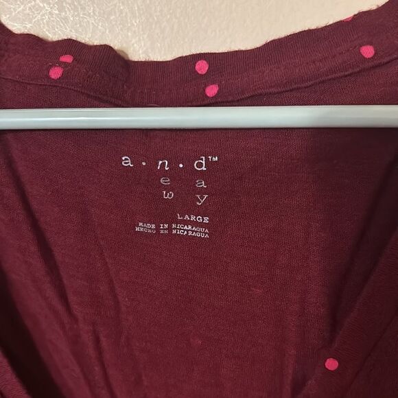 A New Day Berry Colored Polka Dot Short Sleeve Tee L - Picture 3 of 5